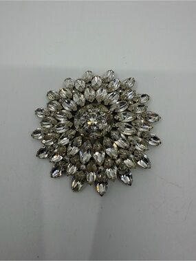 Sparkling Clear Crystal Sunburst Brooch